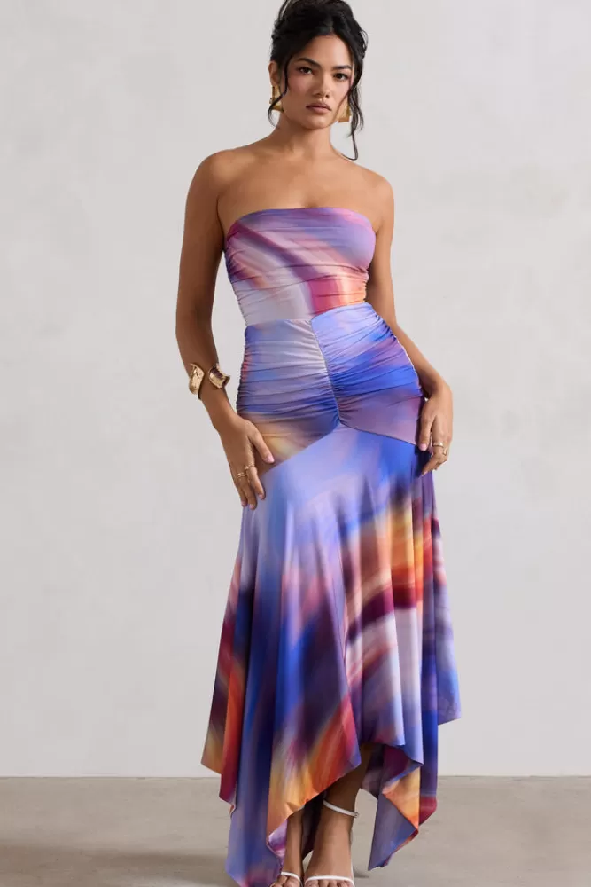 Robe Florianne mi-longue dégradée à bandeau ruché - Club L London | Collection MIXEDOMBRE