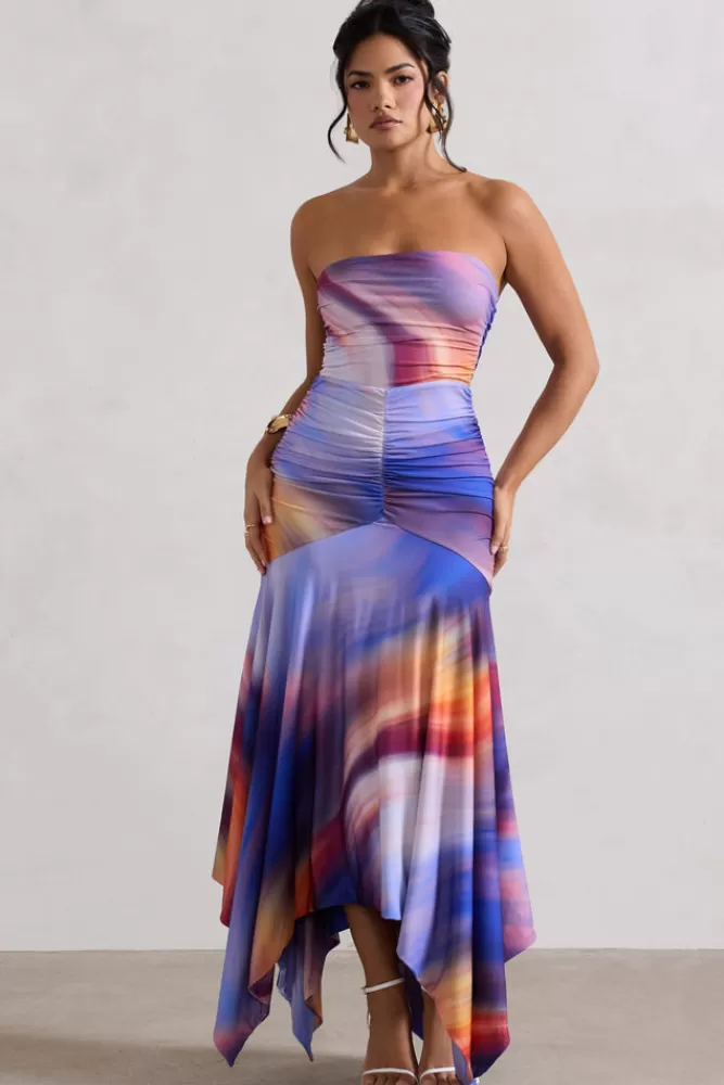 Robe Florianne mi-longue dégradée à bandeau ruché - Club L London | Collection MIXEDOMBRE