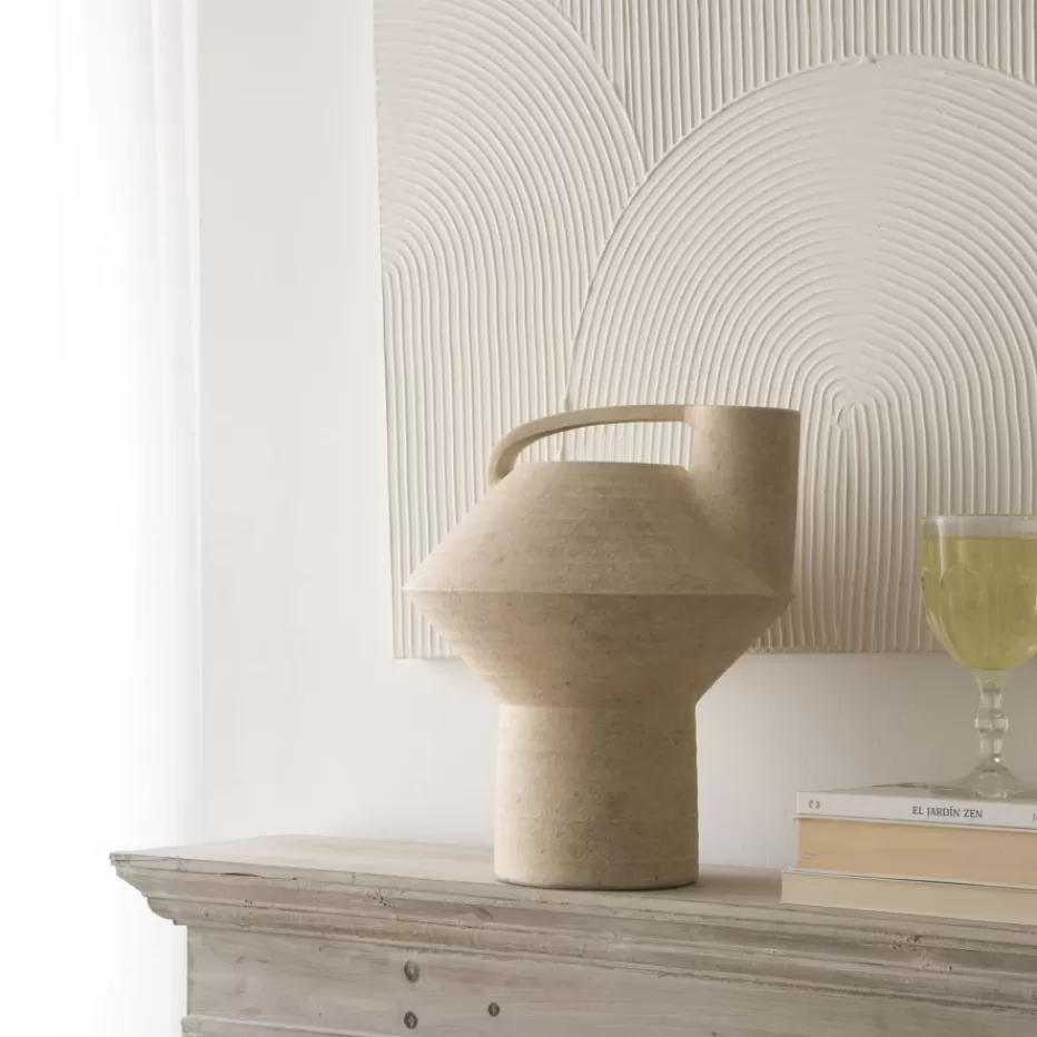 Promotion Éclair - Vase Mados en Céramique Minérale Gris Nuancé - Pièce Décorative Élégante pour Votre Salon ou Chambre