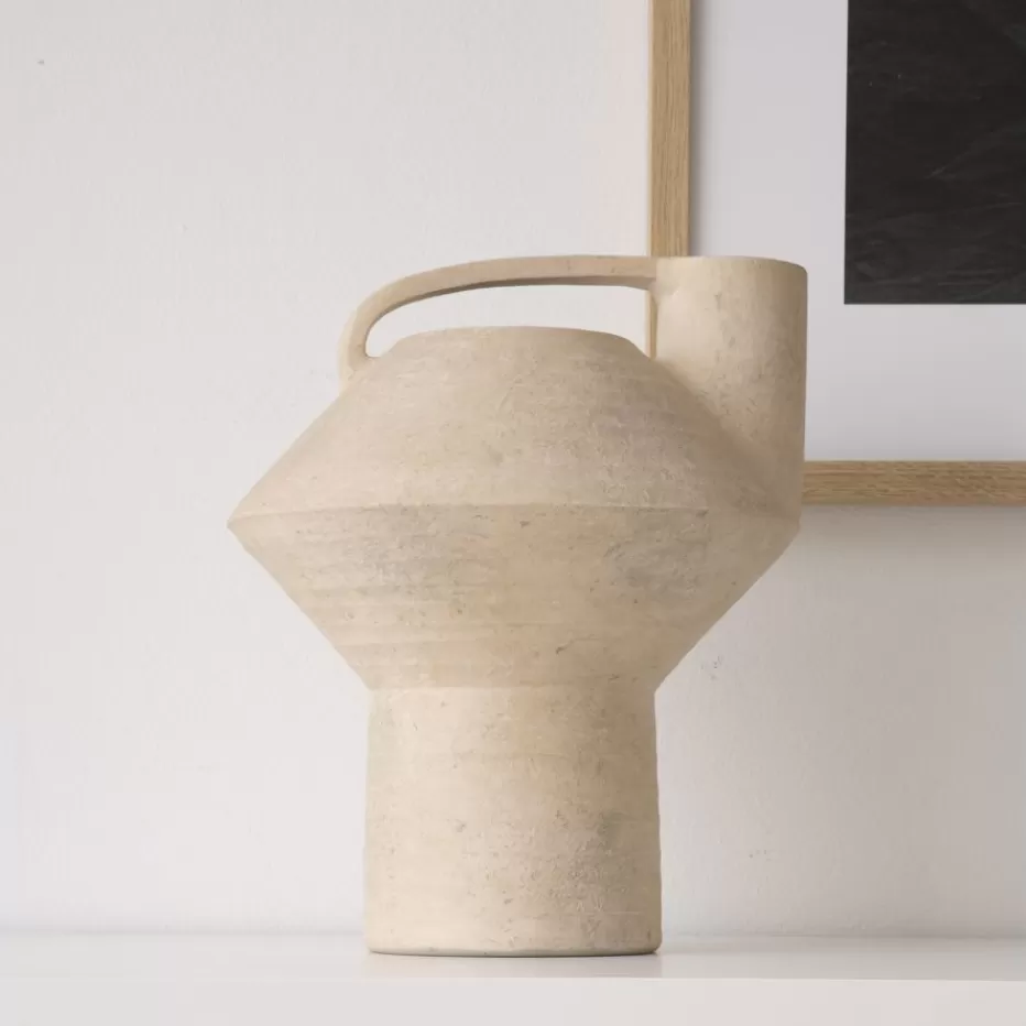Promotion Éclair - Vase Mados en Céramique Minérale Gris Nuancé - Pièce Décorative Élégante pour Votre Salon ou Chambre
