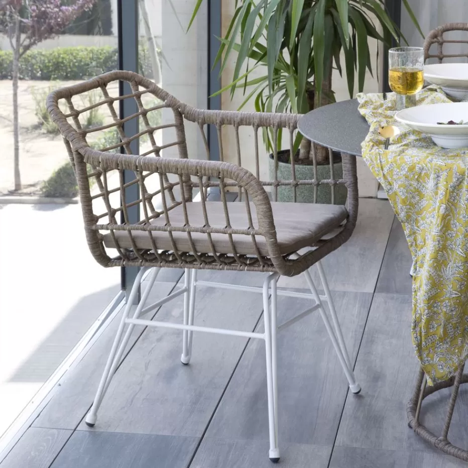 Chaise de jardin New Mattia | Résine tressée résistante | Confort ergonomique | Design contemporain pour terrasses (4 coloris disponibles)