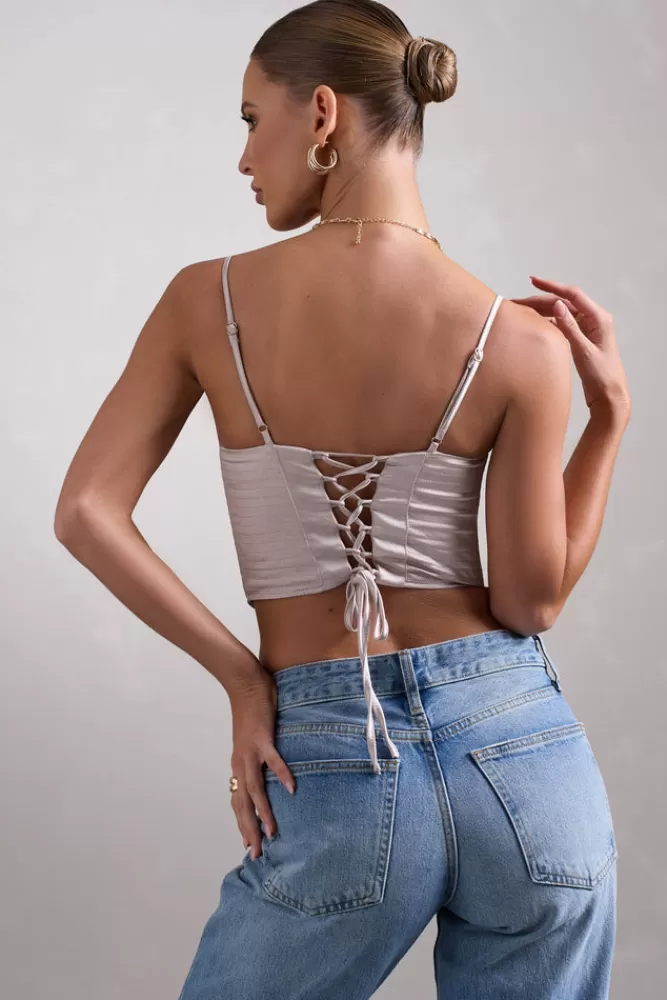 Élégance pétillante : Corset en satin fluide Champagne - Pièce phare de la collection Prosecco by Club L London