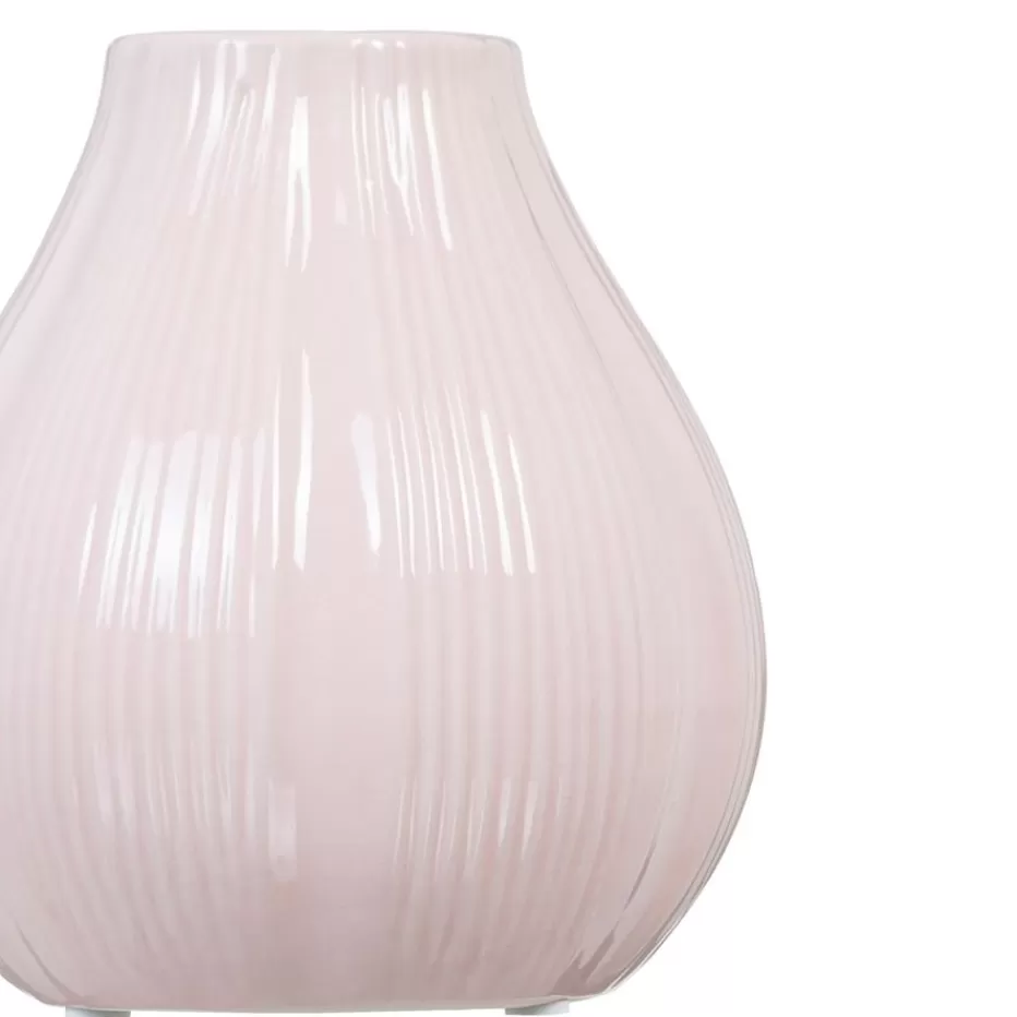 Vase design Samos en céramique émaillée rose pâle - Pièce décorative artisanale pour intérieur chic