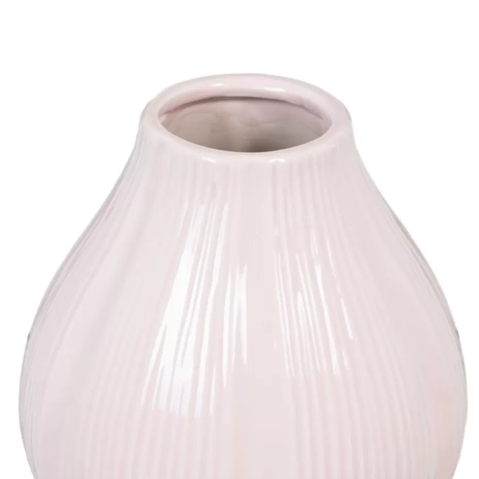Vase design Samos en céramique émaillée rose pâle - Pièce décorative artisanale pour intérieur chic